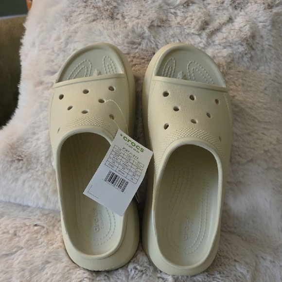 CROCS Shoes - NWT CROCS Light Cream Slide Sandals-Sizes 10, 9 and 6